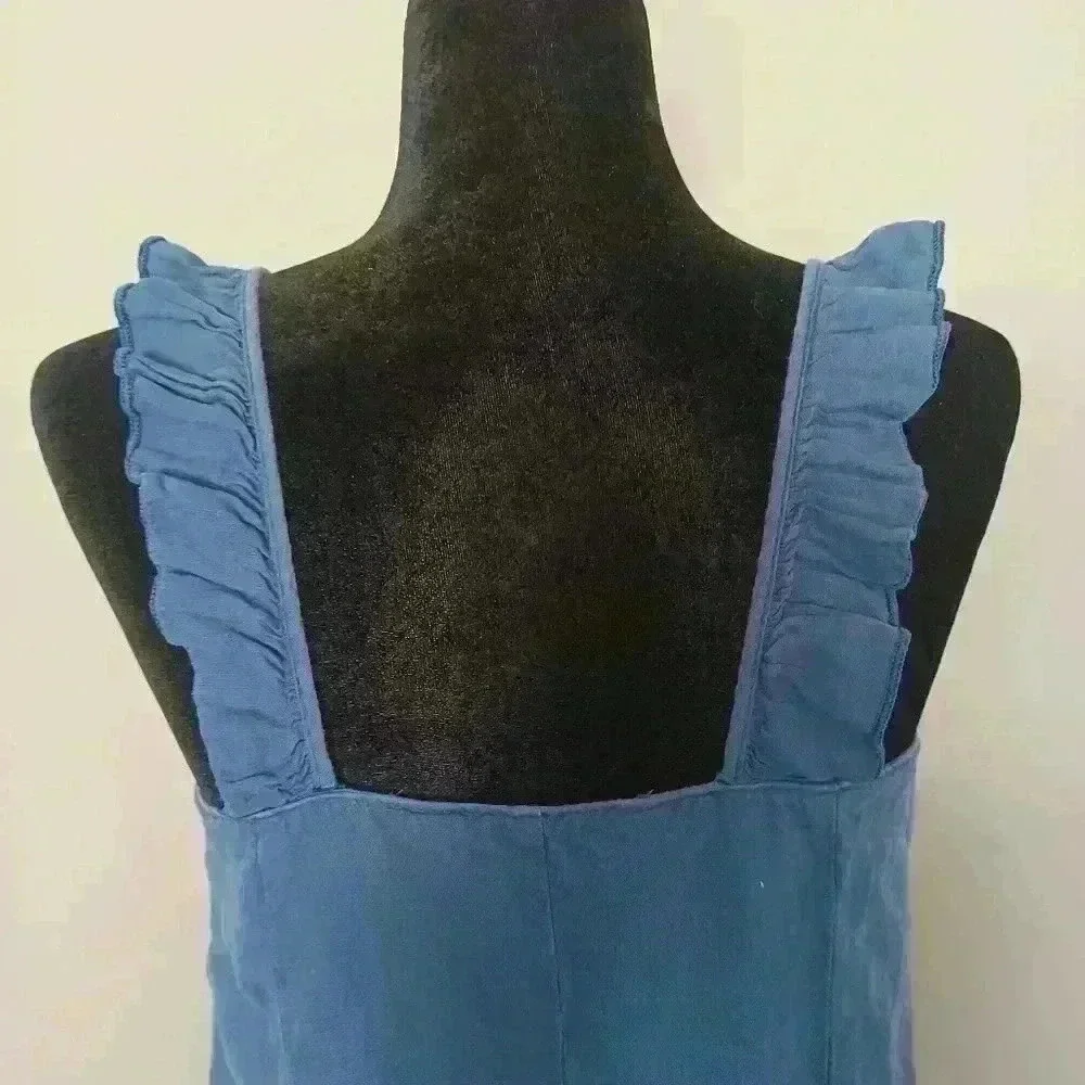 Zara Womens Blue Ruffled Tank Romper S
